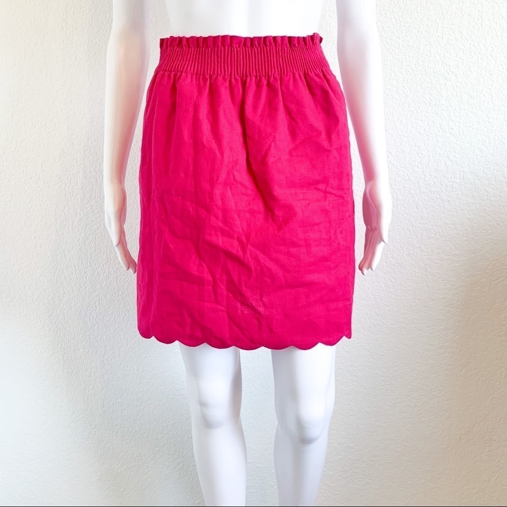 J. Crew Factory Scalloped Pink Sidewalk Skirt Size 00 Barbiecore Officecore
